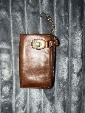 HOBO Leather Turnlock Zip Card Case Wallet with ID Window